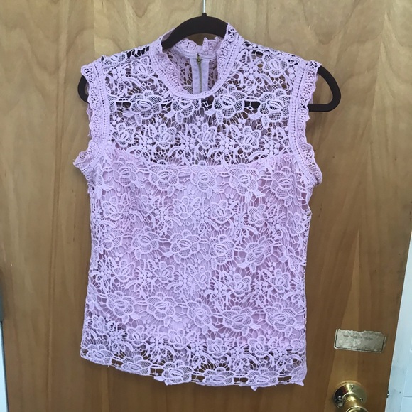 Nanette Lepore SPRING FLING Crochet Lace Sugar Plum Tank Blouse Top M - Picture 1 of 7